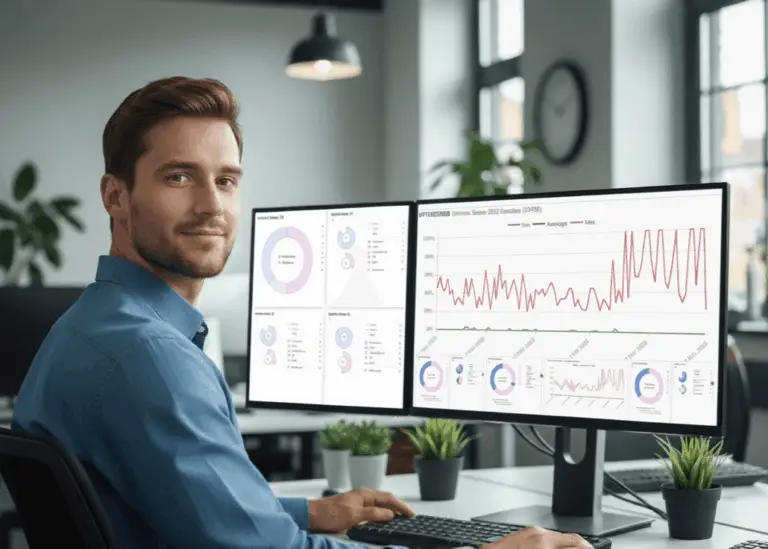 IT-Experte überwacht 24/7 Monitoring-Dashboard – IT HILFE Netzwerküberwachung